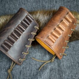 A piece of Upgraded Handmade Leather Buttstock Cover with fur linings.