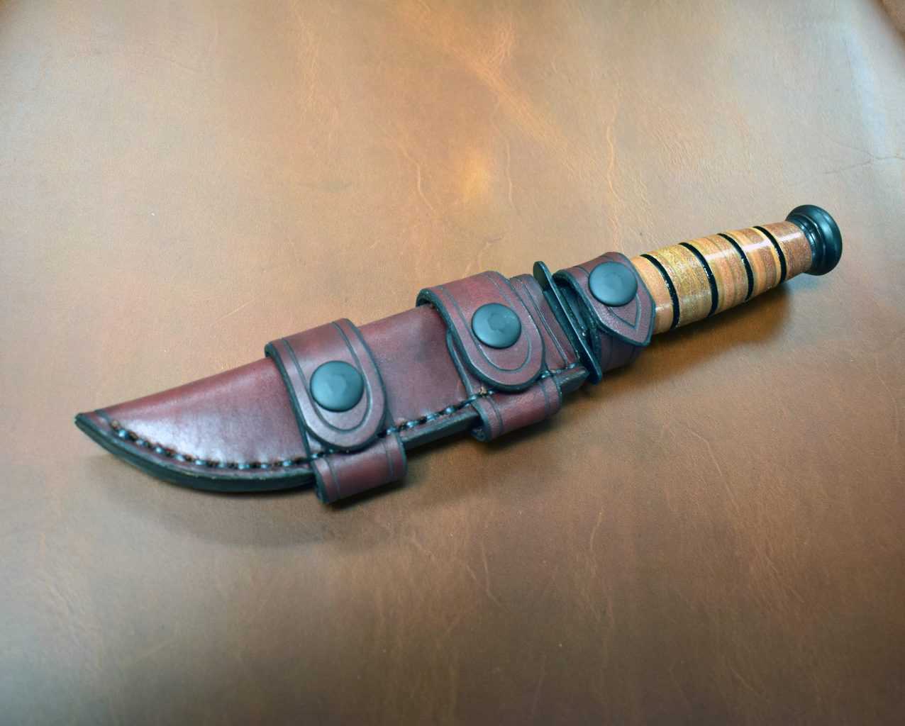 Leather Scout Sheath for the Short Ka Bar Fighting Knife - Grommet's  Leathercraft