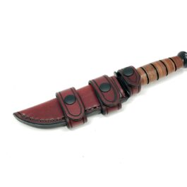 A Leather Scout Sheath for the Short Ka Bar Fighting Knife on a white background.