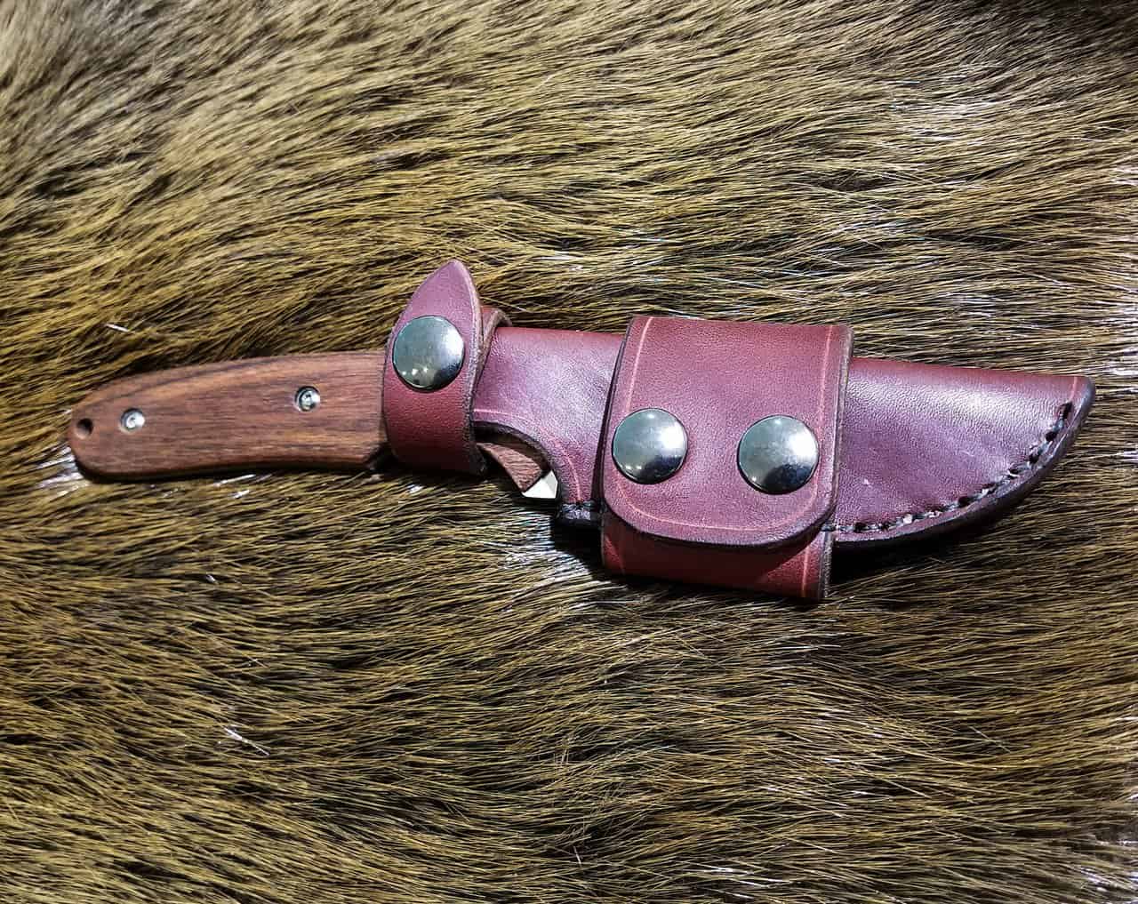Custom USA Leather Belt Sheath Fits Benchmade Saddle Mountain Skinner w/ Ferro 