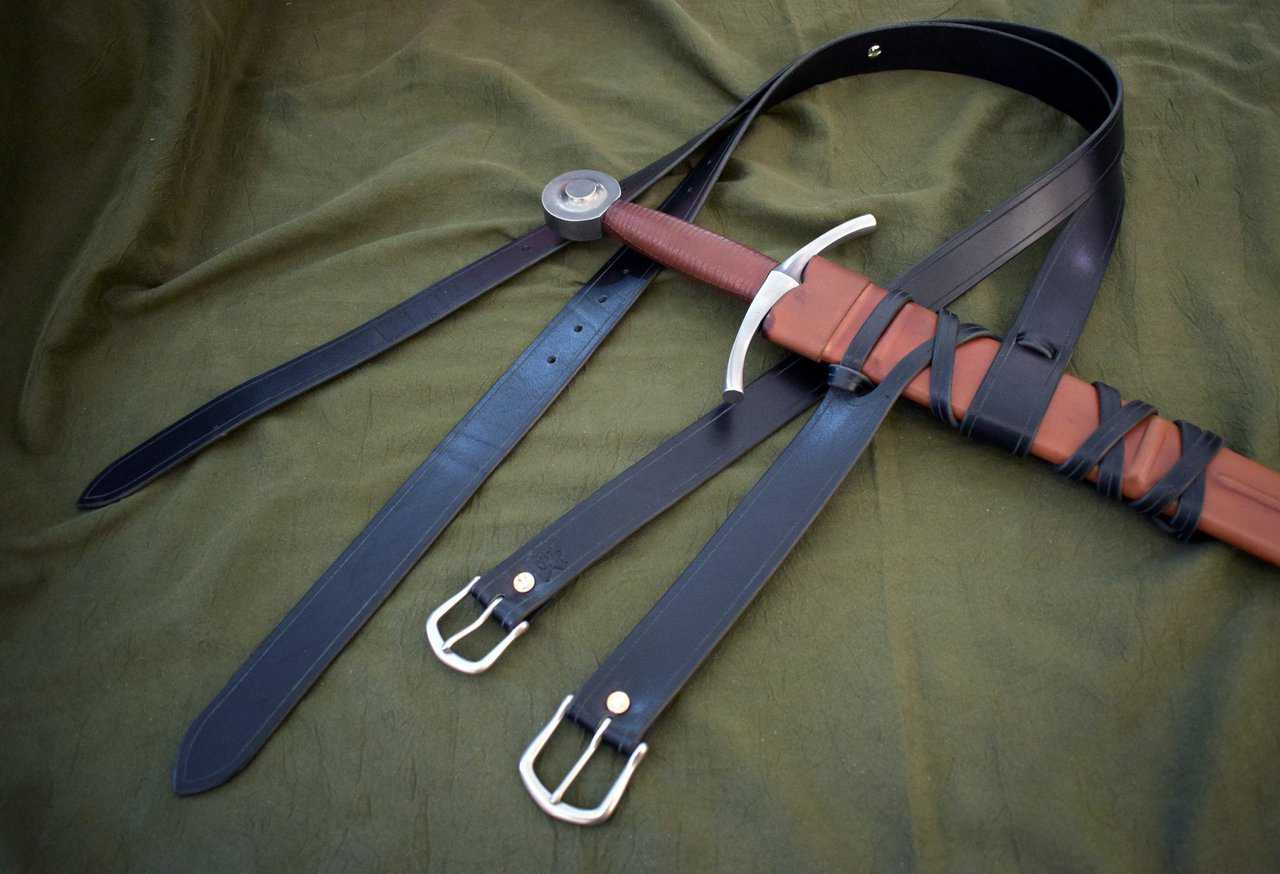 Leather Straps Sword Belt Belt Strap 100-250 x 5 cm Nature Vegetable Punching 