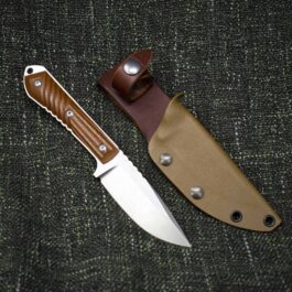 a knife with a brown sheath and a brown sheath.