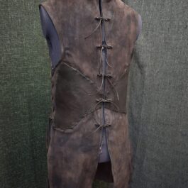 front part of a Suede Strider Jerkin on a mannequin - renaissance clothing - renaissance clothing men - renaissance clothing women - renaissance clothing near me - renaissance art clothing - renaissance era clothing - renaissance costume ideas