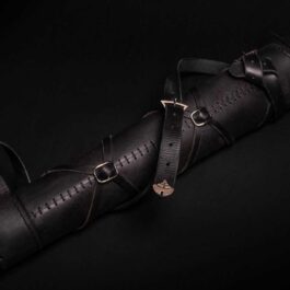 a Striders Quiver with a leather handle on a black background.