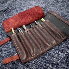brown Handmade Leather Pen Roll with pens - renaissance clothing - renaissance clothing men - renaissance clothing women - renaissance clothing near me - renaissance art clothing - renaissance era clothing - renaissance costume ideas