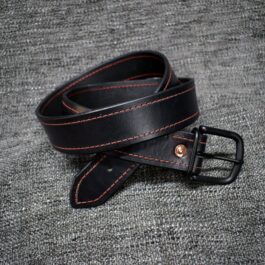 A Heavy Duty Belt with red stitching on it.
