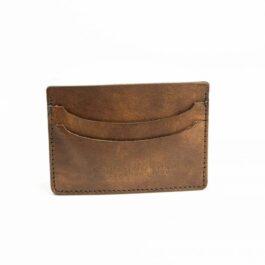 A brown leather Front Pocket Card Wallet with a card slot.