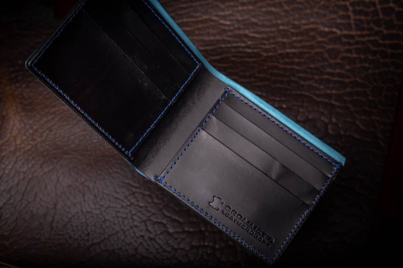 Deep blue shell cordovan wallet - handmade wallet made out of rare 