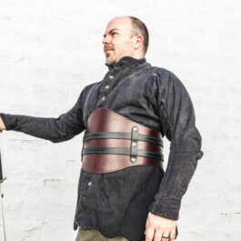 A front view of a man wearing a leather kidney Belt