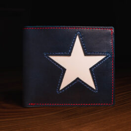red white and blue bifold wallet