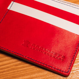 red white and blue bifold wallet