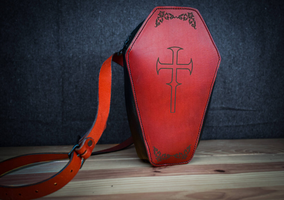 Magnetic Crosses Large Vegan Leather Coffin Bag - Katana